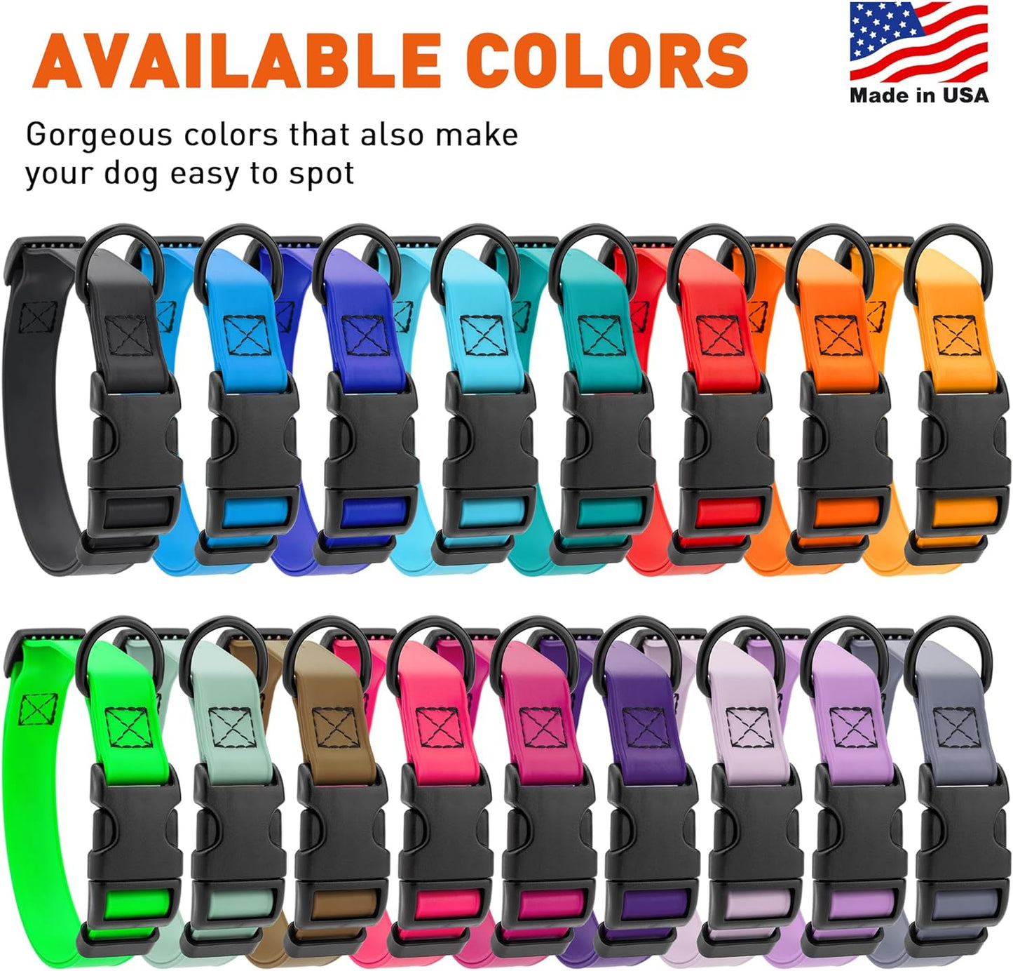 Dogline Biothane Waterproof Dog Collar with Quick Release Buckle Strong Coated Nylon Webbing with Odor- Proof for Easy Care Easy to Clean Fits Small Medium or Large Dogs, Royal Blue 3/4" W 12-19" L
