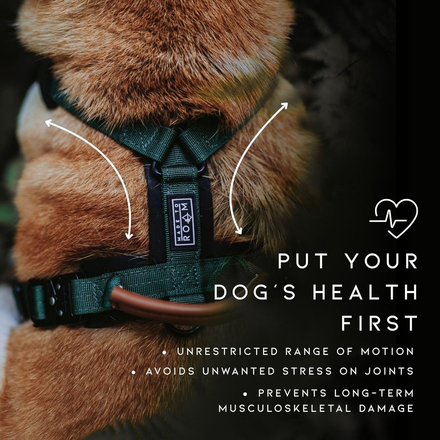 MADE TO ROAM Premium Explorer Harness - Y-Shaped Dog Harness with Adjustable Durable Nylon, Soft Padding, Metal Buckles and Leather Handle for Small, Medium, Large Dogs (Utah Glow, Size 5)