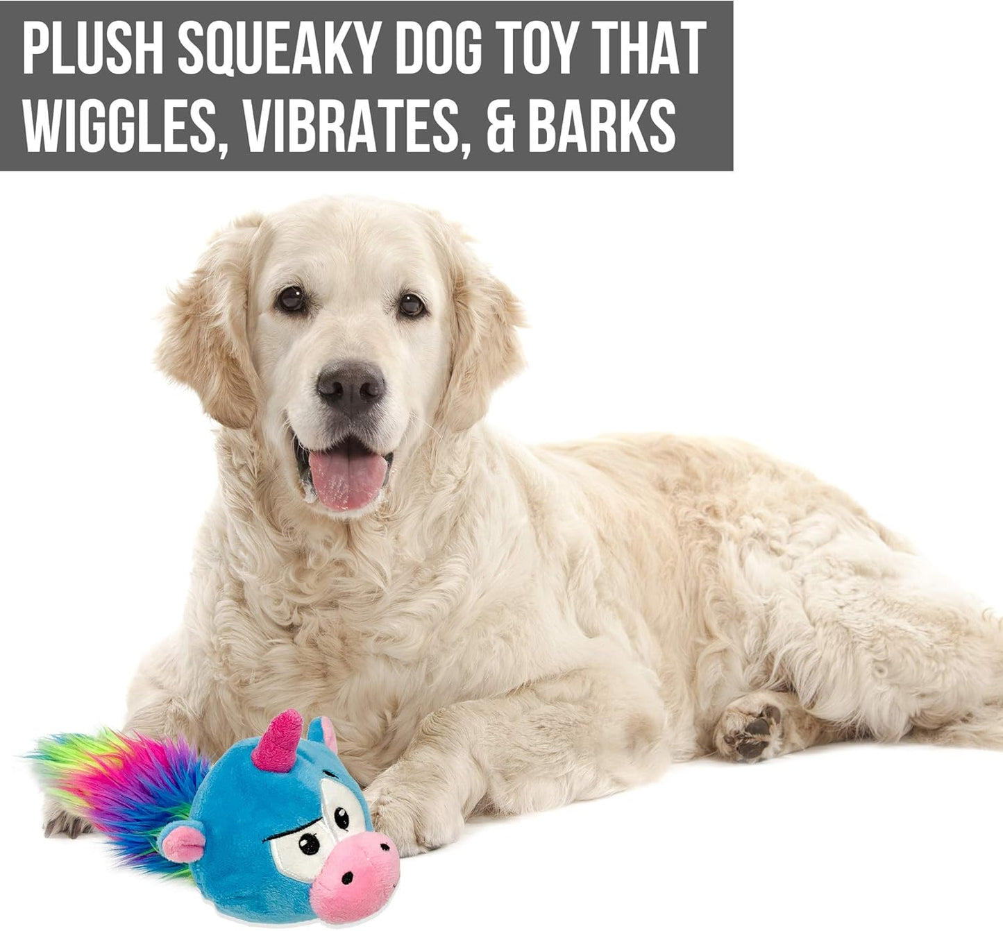 Hyper Pet Doggie Tail & Unicorn Pal Interactive Plush Dog Toys - 2 Pack Value Pack (Interactive Toy That Wiggles, Vibrates & Barks Dog Toys for Boredom & Stimulating Play) Colors May Vary