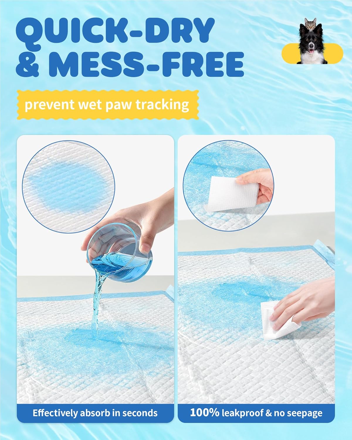 150-Pack Large Puppy Pads - 22'' x 22'' Pee Pads for Dogs Potty Training with Leak-Proof Quick-Dry Design, 6-Layer Dog Pads Large, Blue