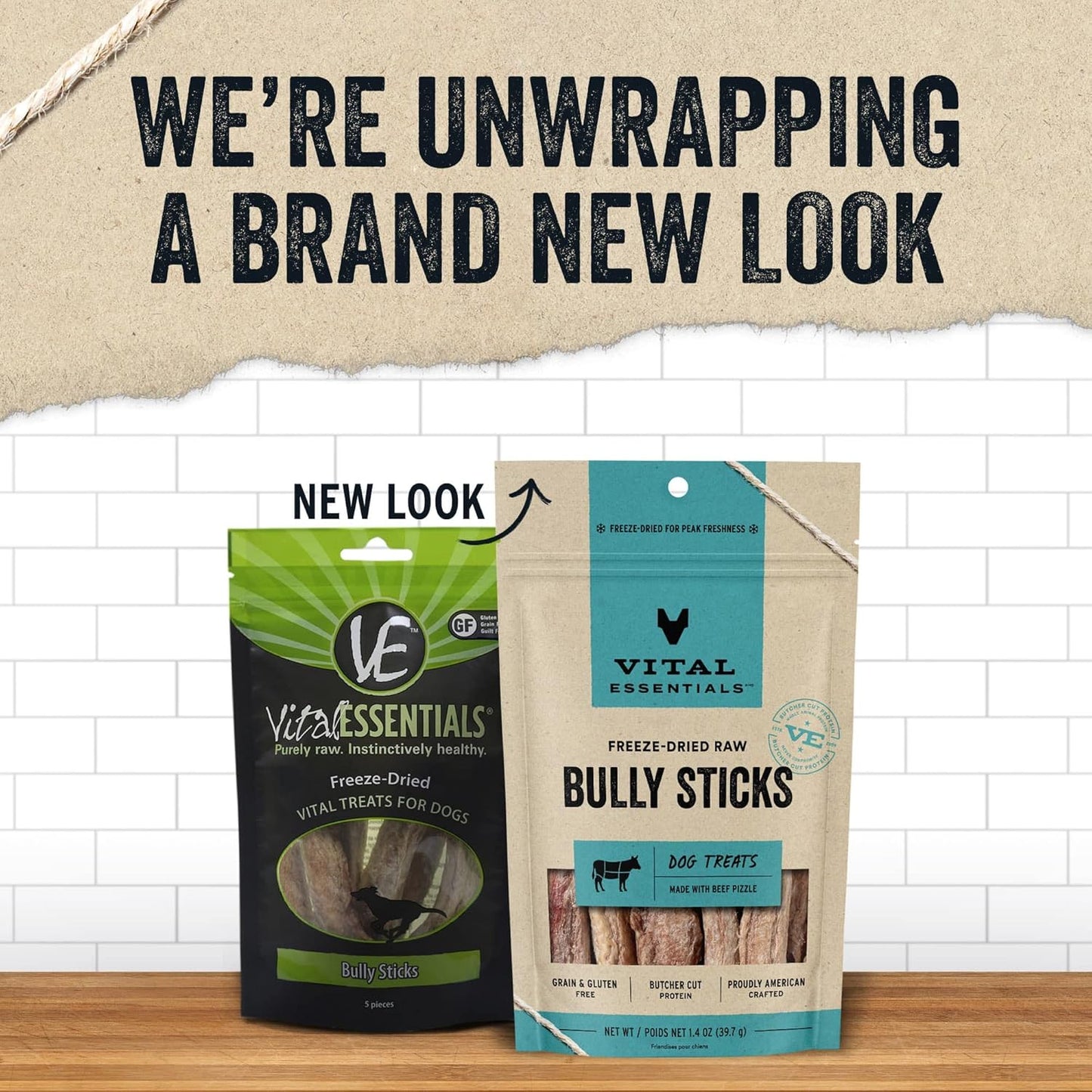 Vital Essentials Bully Sticks Dog Treats, 1.4 oz | Freeze-Dried Raw | Single Ingredient | Premium Quality High Protein Training Treats | Grain Free, Gluten Free, Filler Free