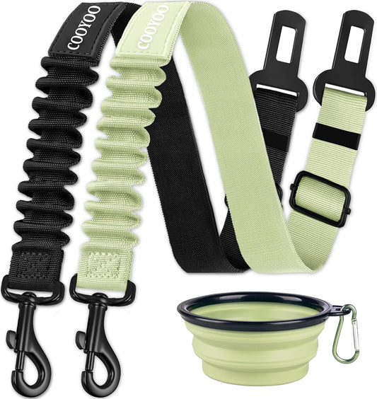 COOYOO Dog Seat Belt,3 Piece Set Retractable Dog Car Adjustable Seatbelts for Vehicle Nylon Pet Safety Heavy Duty & Elastic & Durable Car Harness for Dogs