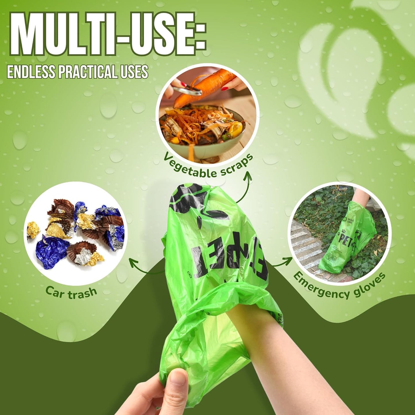 Pet N Pet 1080 Counts Green Poop Bags for Dogs, 41% Plant Based & 59% PE Extra Thick Dog Poop Bags Rolls, 9" x 13", Unscented Pet Waste Bag