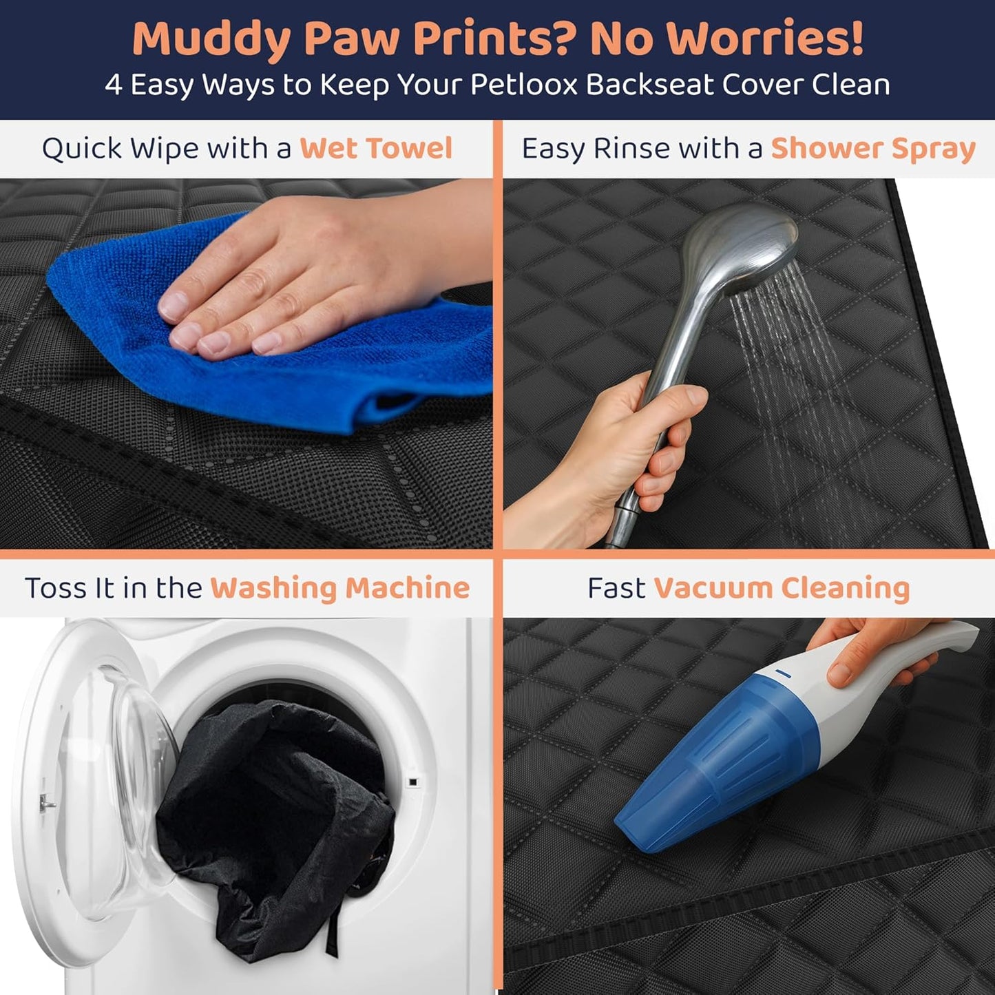 XL Dog Car Seat Cover for Back Seat, Waterproof Hammock for Car, SUV & Truck, Non-Slip Backseat Cover for Dogs, Heavy-Duty Dog Hammock Style Seat Protector Pets, Easy to Install & Clean