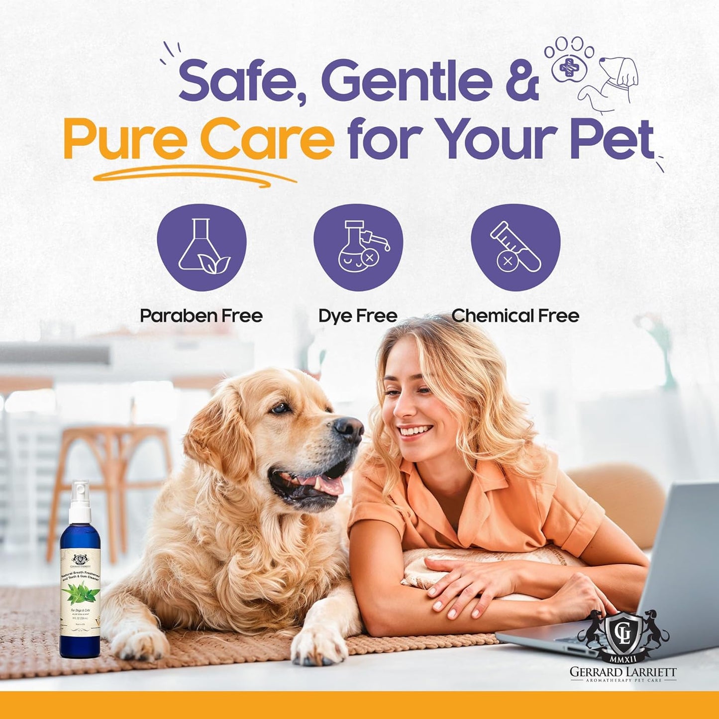 Dog Mouthwash, Dog and Cat Breath Spray with Baking Soda - 8 oz Natural Dog Breath Fresheners with Mint and Aloe Vera Mouth Spray for Tartar Control and Plaque, Dog Teeth Cleaning by Gerrard Larriett