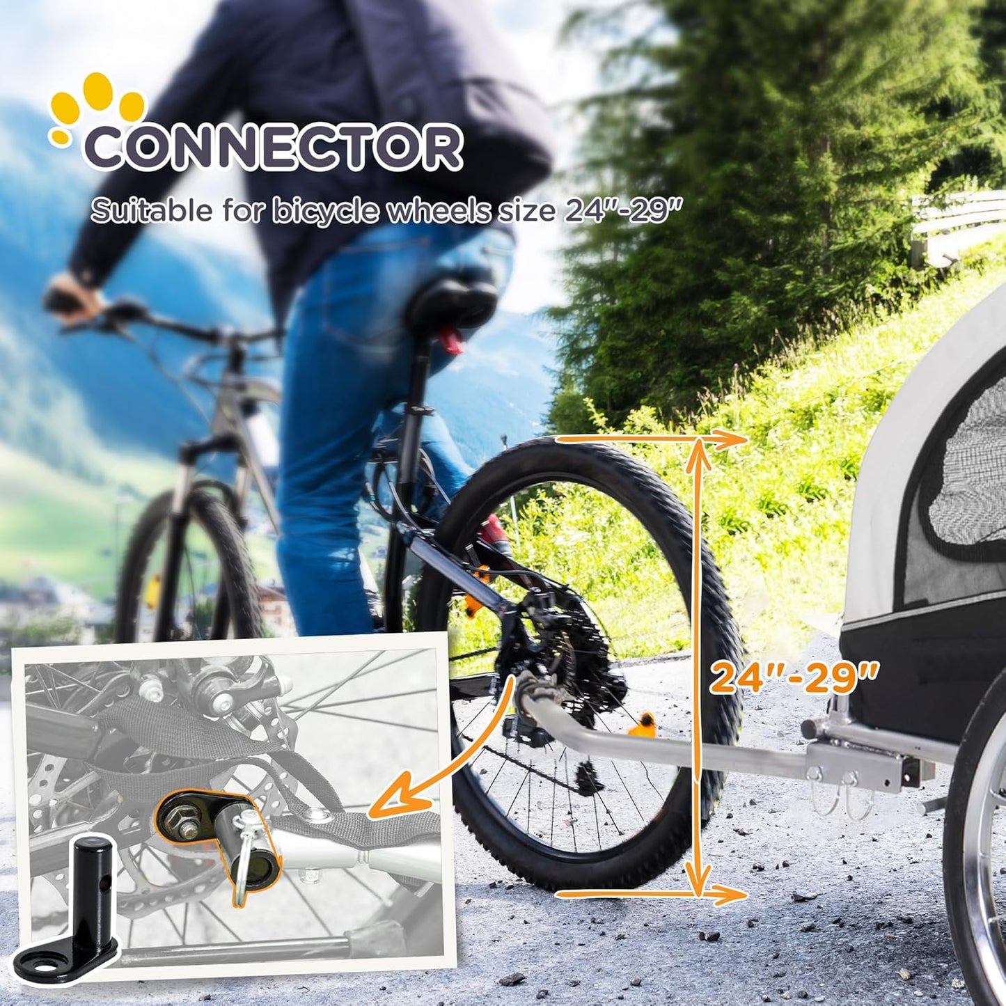 Aosom Dog Bike Trailer 2-in-1 Pet Stroller with Canopy and Storage Pockets