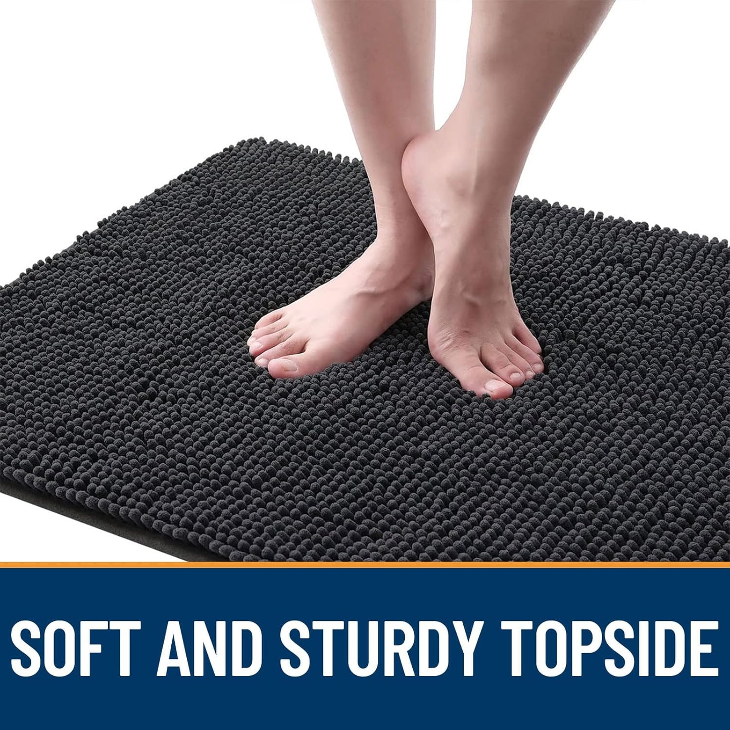 OLANLY Dog Door Mat for Muddy Paws 44x32, Absorbs Moisture and Dirt, Absorbent Non-Slip Washable Doormat, Quick Dry Chenille Mud Mat for Dogs, Entry Indoor Entryway Carpet for Inside Floor, Dark Grey