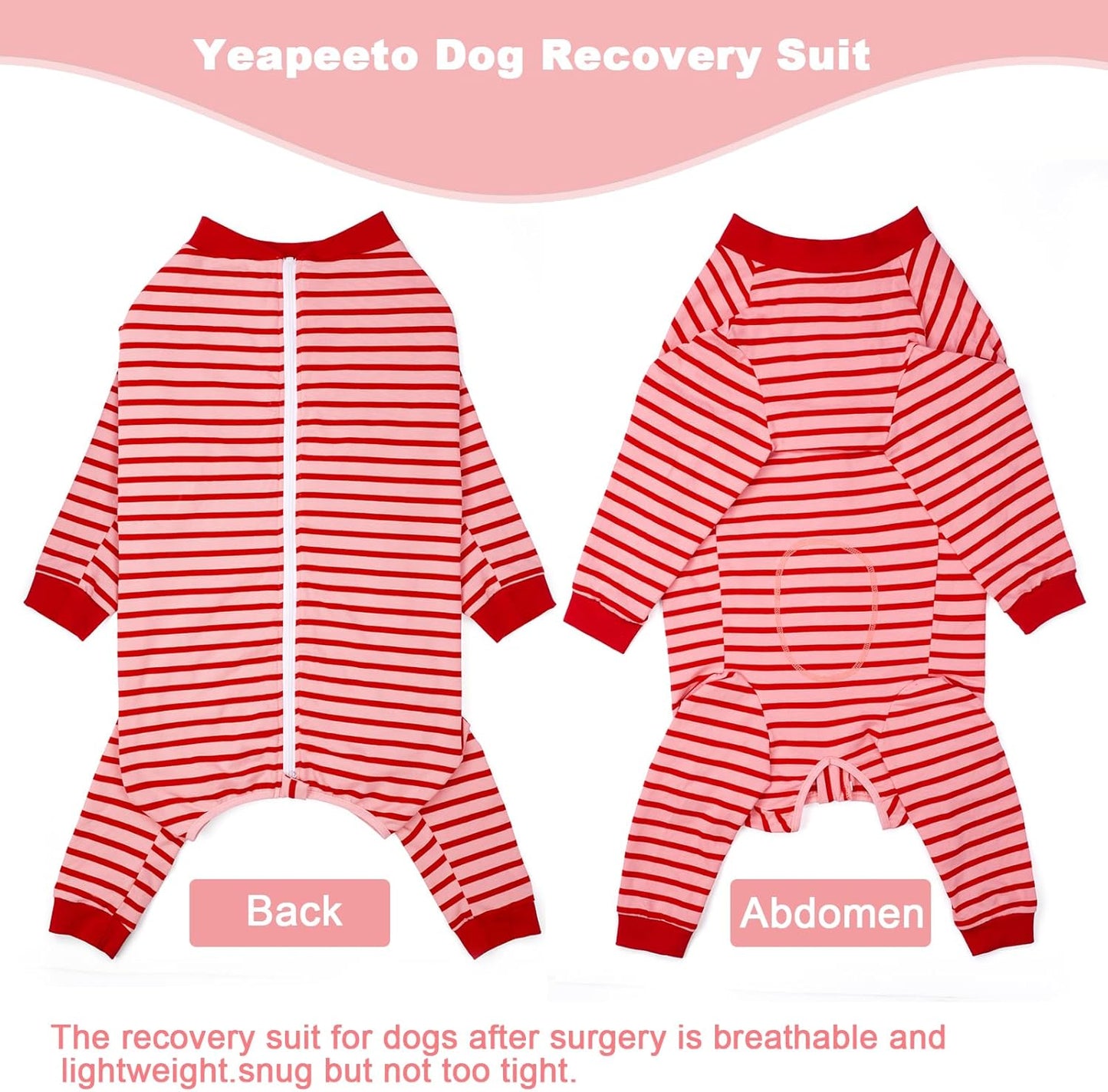Yeapeeto Dog Onesie Surgery Recovery Suit for Large Medium Bodysuit Dogs Pajamas PJS Full Body for Shedding, Prevent Licking, Wound Protection, Cone Alternative… (Red Pink, 6X-Large (Pack of 1))