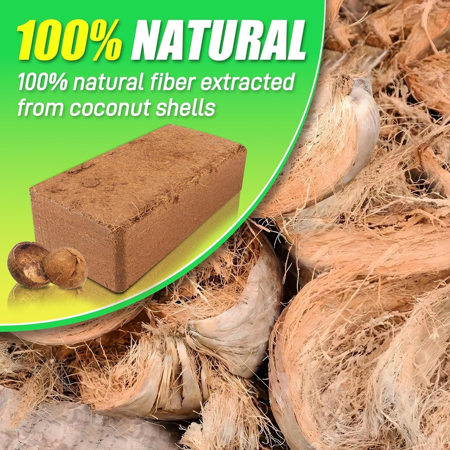 Coco Coir Bricks (16-Pack, Eco-Friendly) -100% Natural Compressed Coco Peat Brick Coconut Fiber Substrate, Plant Soil Enhance Root Growth forVegetable Seed, Herbs, Flowers, House Plants