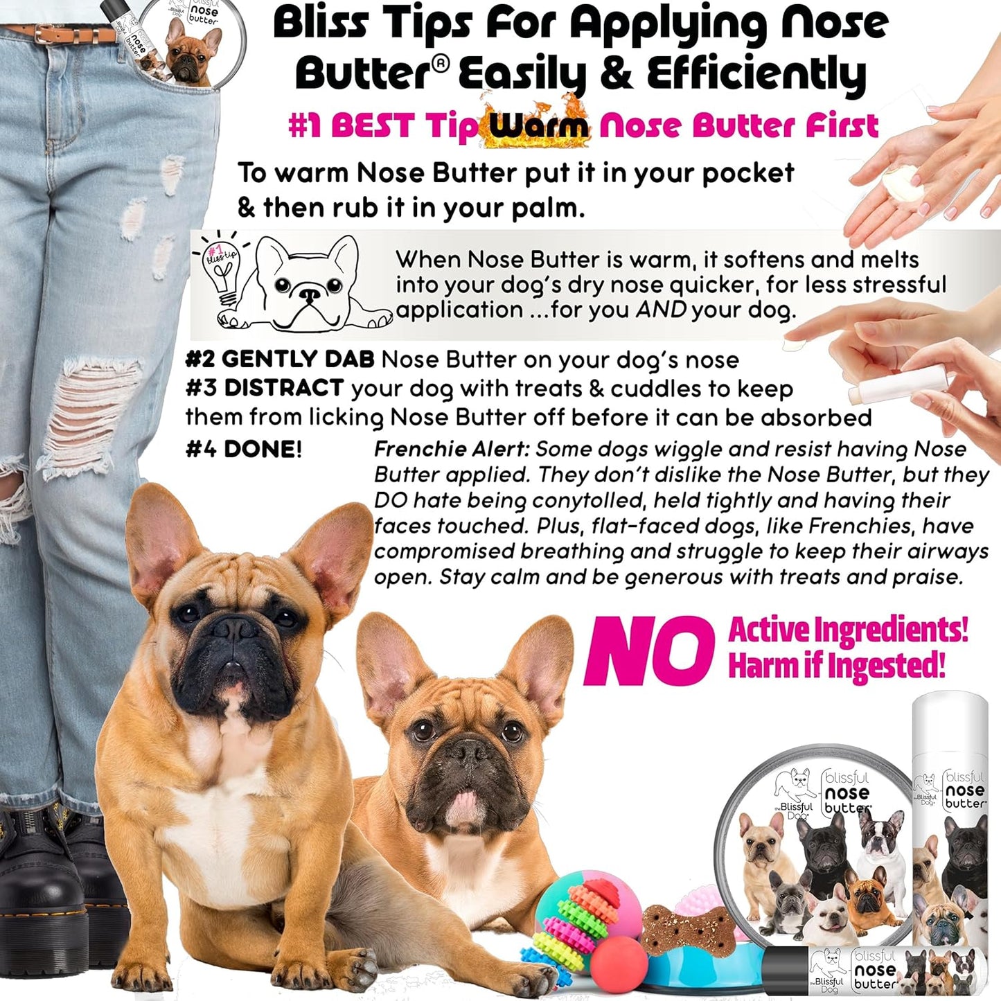 The Blissful Dog French Bulldog Black Masked Fawn Unscented Nose Butter - Dog Nose Butter, 8 Ounce