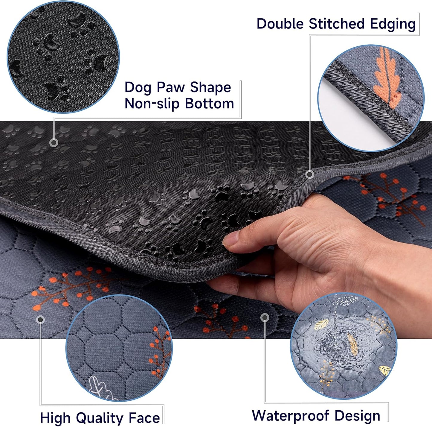 Sunheir Washable Pee Pads for Dogs - 2-Pack Thick Heavy Absorbency Reusable Pee Pads Prevent Leakage Non-Slip, Waterproof Pet Training Pads for Puppy Playpen, Crate, Whelping Box, Potty Training, Grey