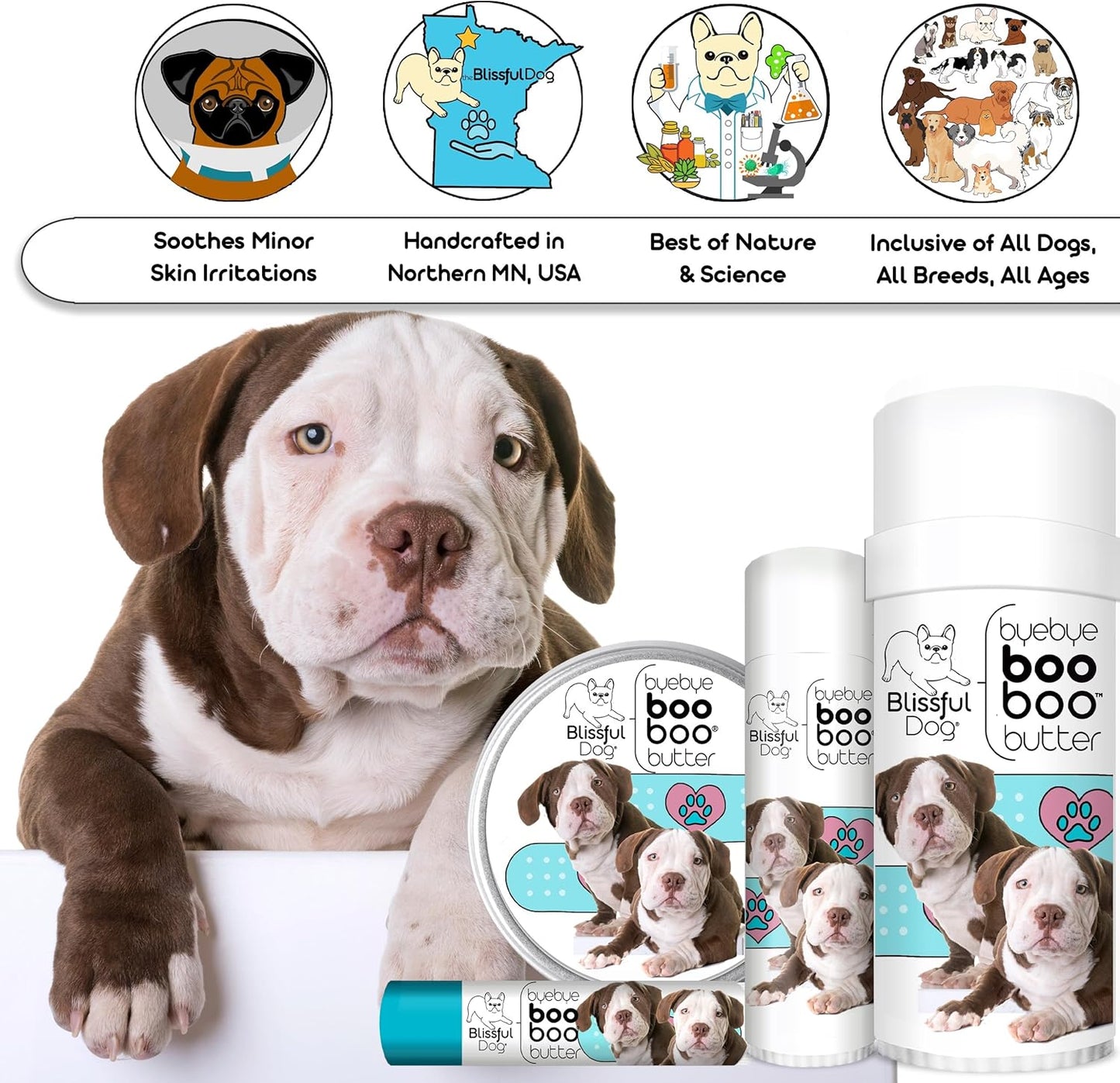 The Blissful Dog 8 oz TIN American Bulldog Booboo Butter