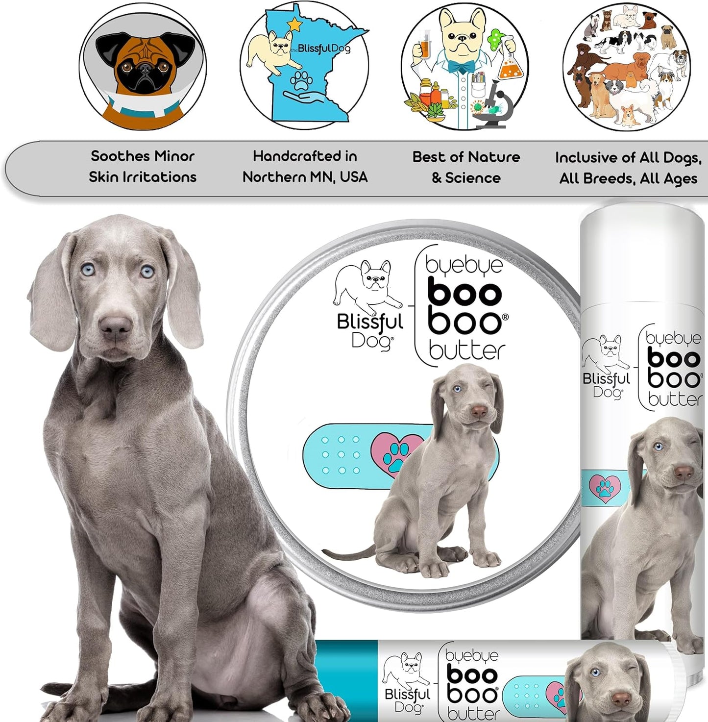 The Blissful Dog 1 oz TIN Weimaraner Booboo Butter