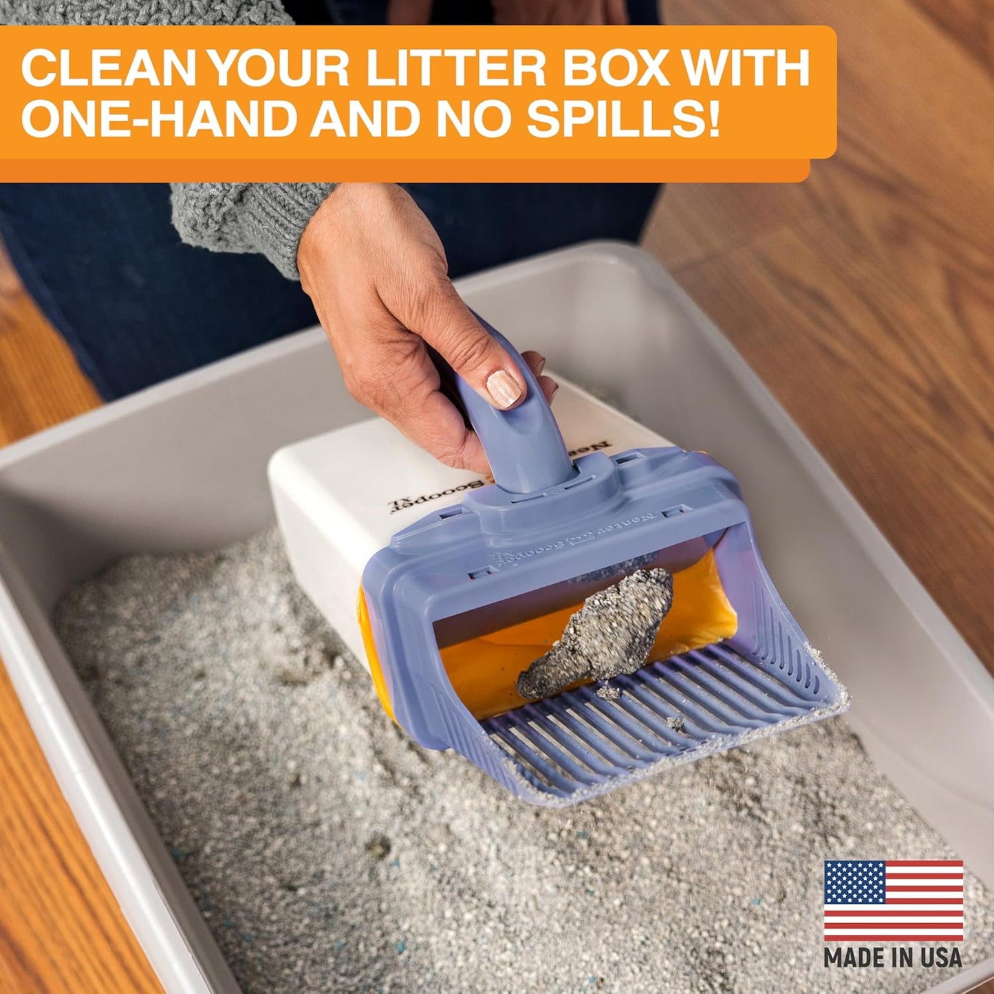 Neater Pet Brands Neater Scooper XL Cat Litter Scoop, 60 Refill Bags – Extra-Large Capacity Mess-Free Cat Litter Scooper with Bag for Large & Multiple Cats, Spill-Proof Litter Box Scooper with Holder