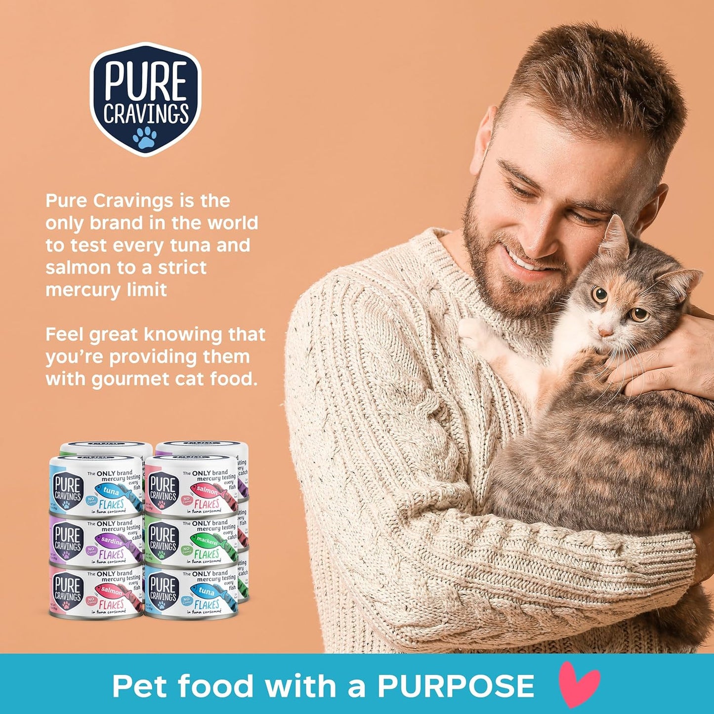 Flakes in Tuna Consommé, Canned Wet Cat Food Soup, 100% Mercury-Tested, Moist Can Fish, Grain-Free Protein, Non-GMO, 3oz, Variety Pack 3X Tuna, 3X Salmon, 3X Sardine, 3X Mackerel