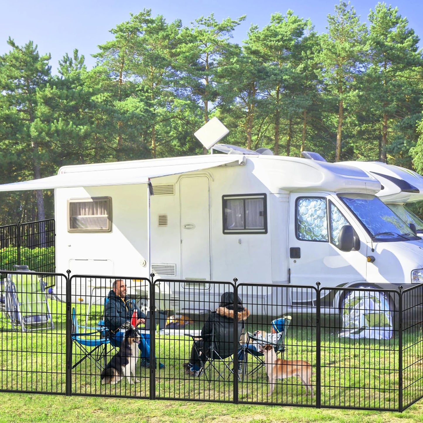 Dog Playpen 40 inch 32 Panels Indoor Outdoor Dog Pen for Large/Medium/Small Dogs Heavy Duty Metal Dog Fence Outdoor for Yard, Puppy Playpen with Door Portable Pet Fence for RV Camping Yard