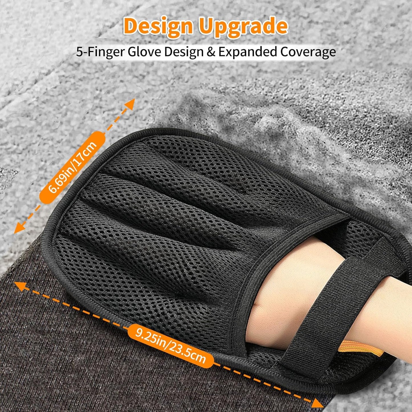 2Pcs Pet Hair Removal Glove for Cats & Dogs, 2025 Newly Upgraded Five-Finger Electrostatic Pet Hair Gloves, Reusable Pet Hair Remover Tool for Couch, Clothing, Car Seat,Carpet