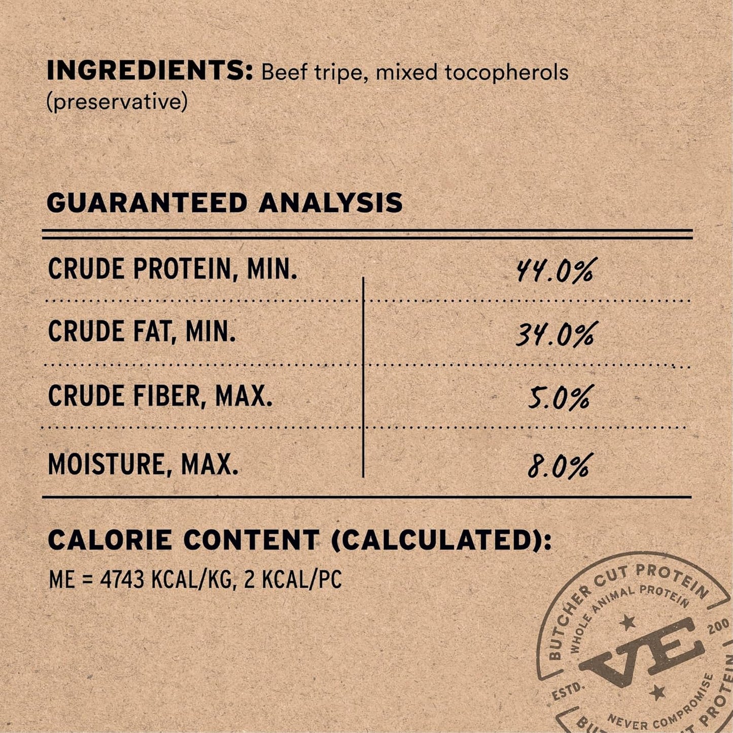 Vital Essentials Beef Tripe Bites Dog Treats, 2.3 oz | Freeze-Dried Raw | Single Protein | Premium Quality High Protein Training Treats | Grain Free, Gluten Free, Filler Free