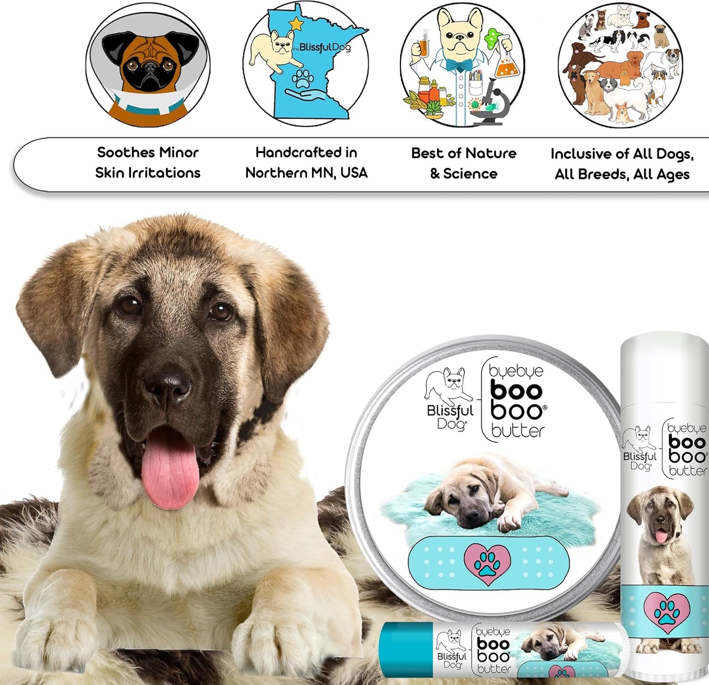 The Blissful Dog Anatolian Shepherd Boo Boo Butter, 16 Ounce