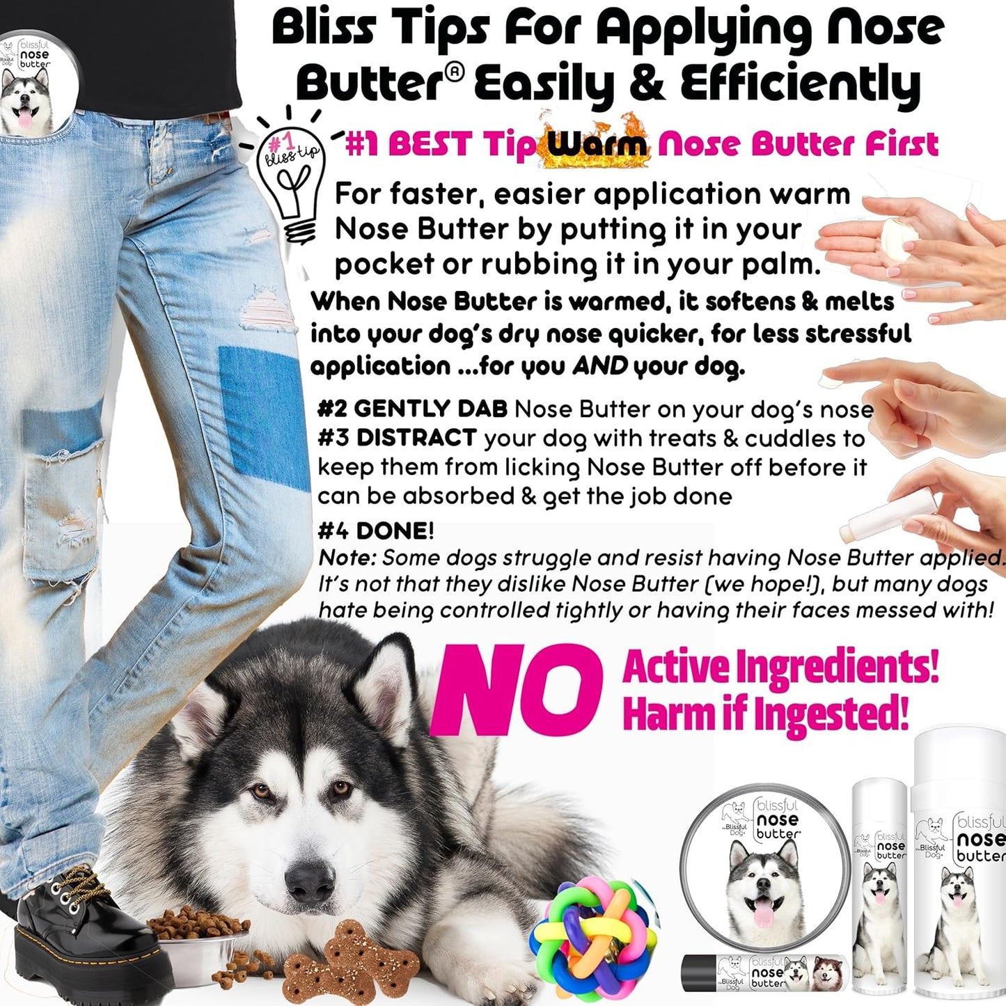 The Blissful Dog Malamute Unscented Nose Butter - Dog Nose Butter, 2 Ounce