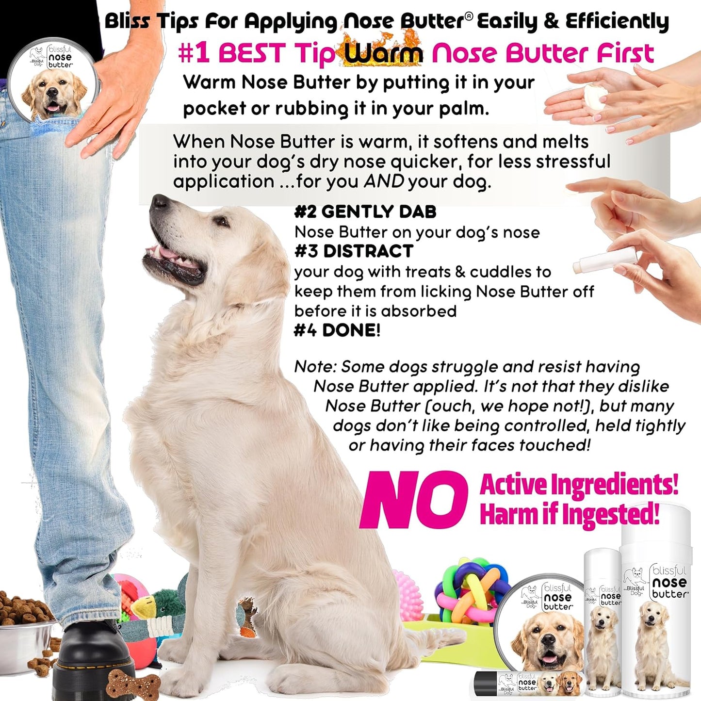 The Blissful Dog Golden Retreiver Unscented Nose Butter - Dog Nose Butter, 0.50 Ounce