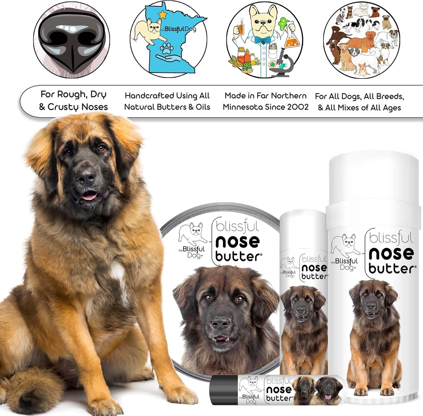 The Blissful Dog Leonberger Unscented Nose Butter - Dog Nose Butter, 16 Ounce