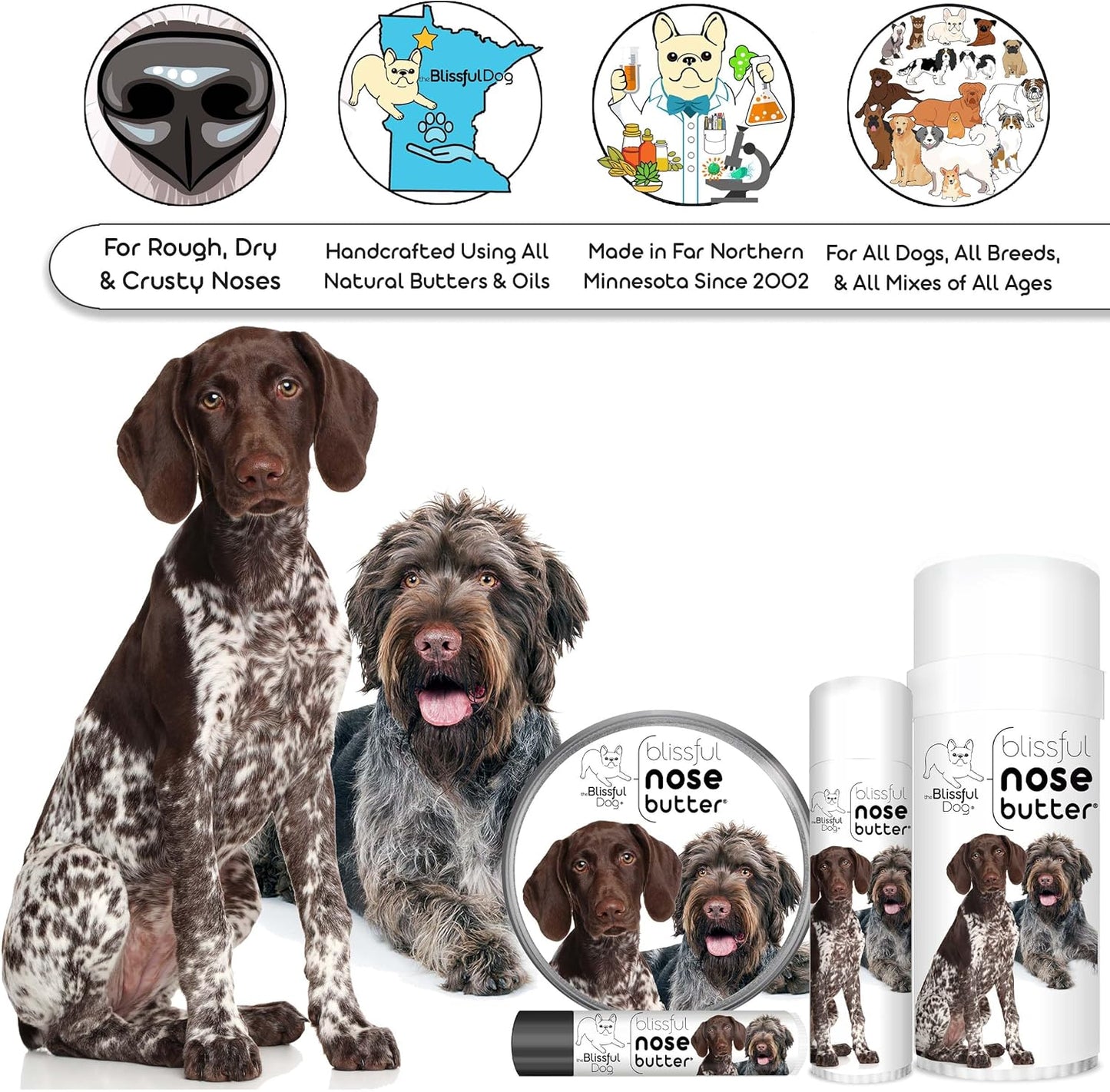 The Blissful Dog German Shorthaired Pointer Unscented Nose Butter - Dog Nose Butter, 16 Ounce