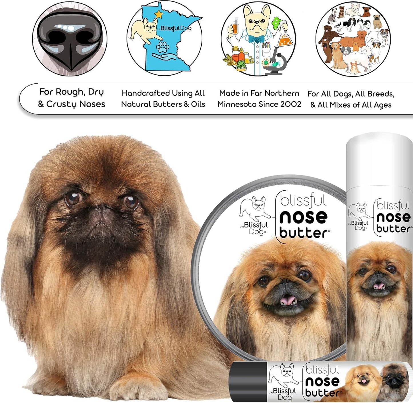 The Blissful Dog Pekingese Unscented Nose Butter - Dog Nose Butter, 16 Ounce