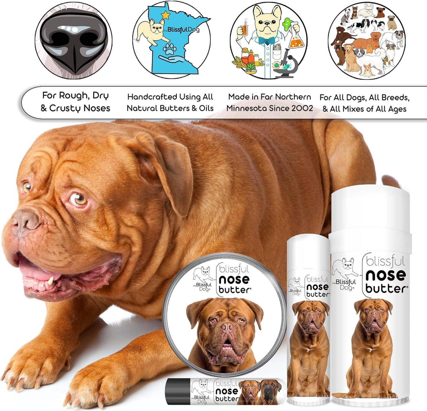 The Blissful Dog Douge de Bourdeaux Unscented Nose Butter, 16oz