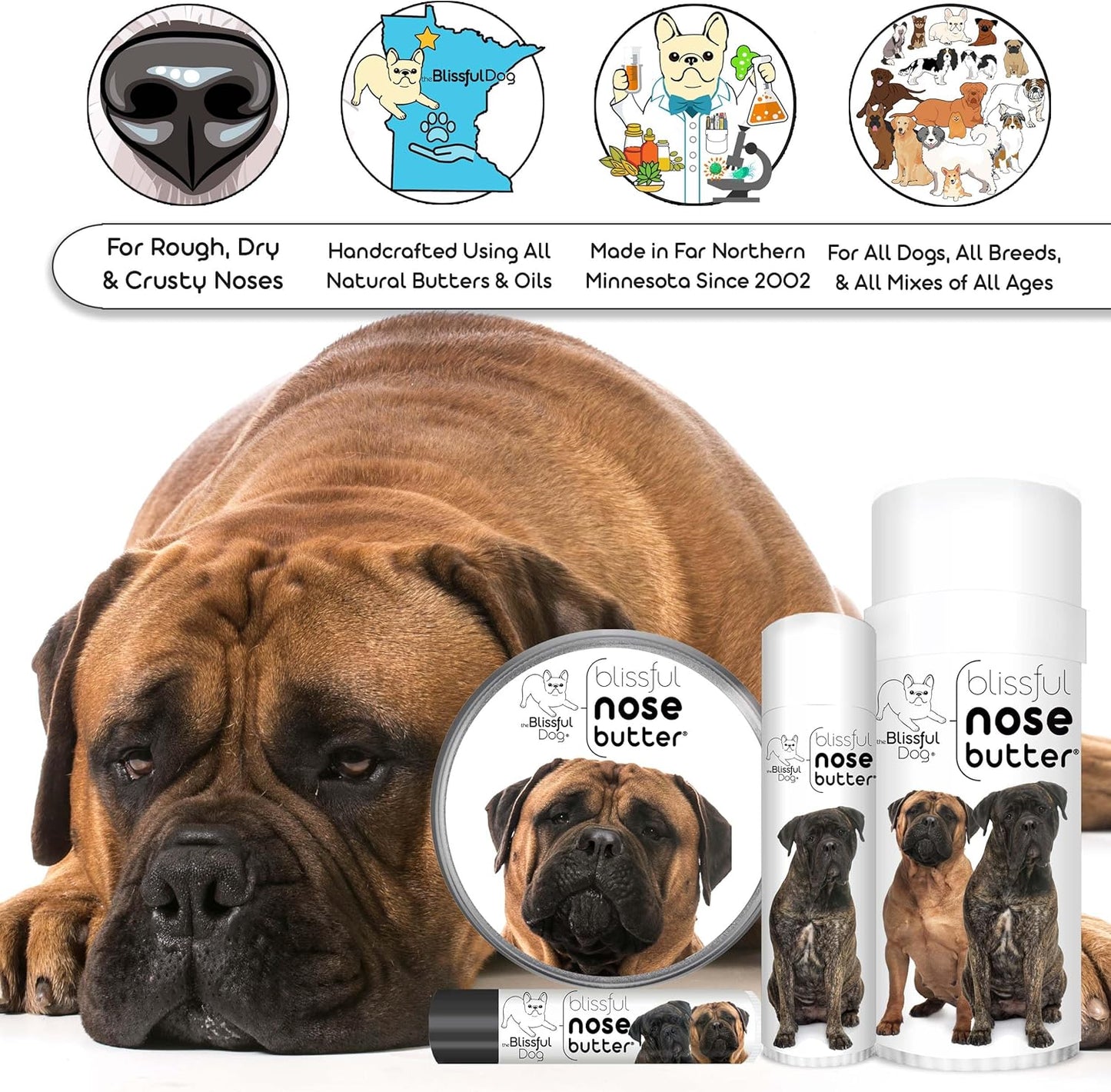 The Blissful Dog Bullmastiff Unscented Nose Butter, 16oz