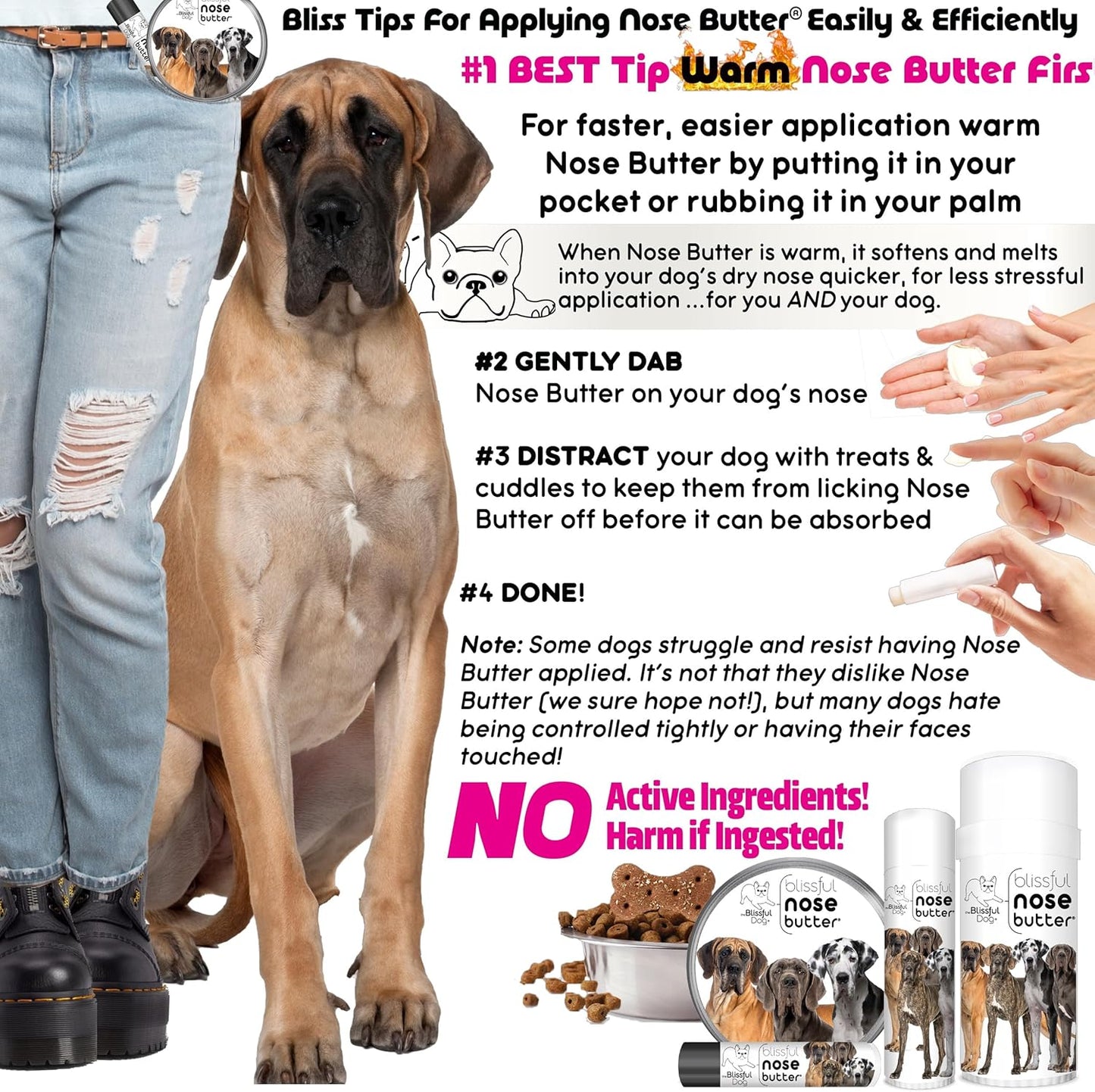 The Blissful Dog Great Dane Unscented Nose Butter - Dog Nose Butter, 1 Ounce