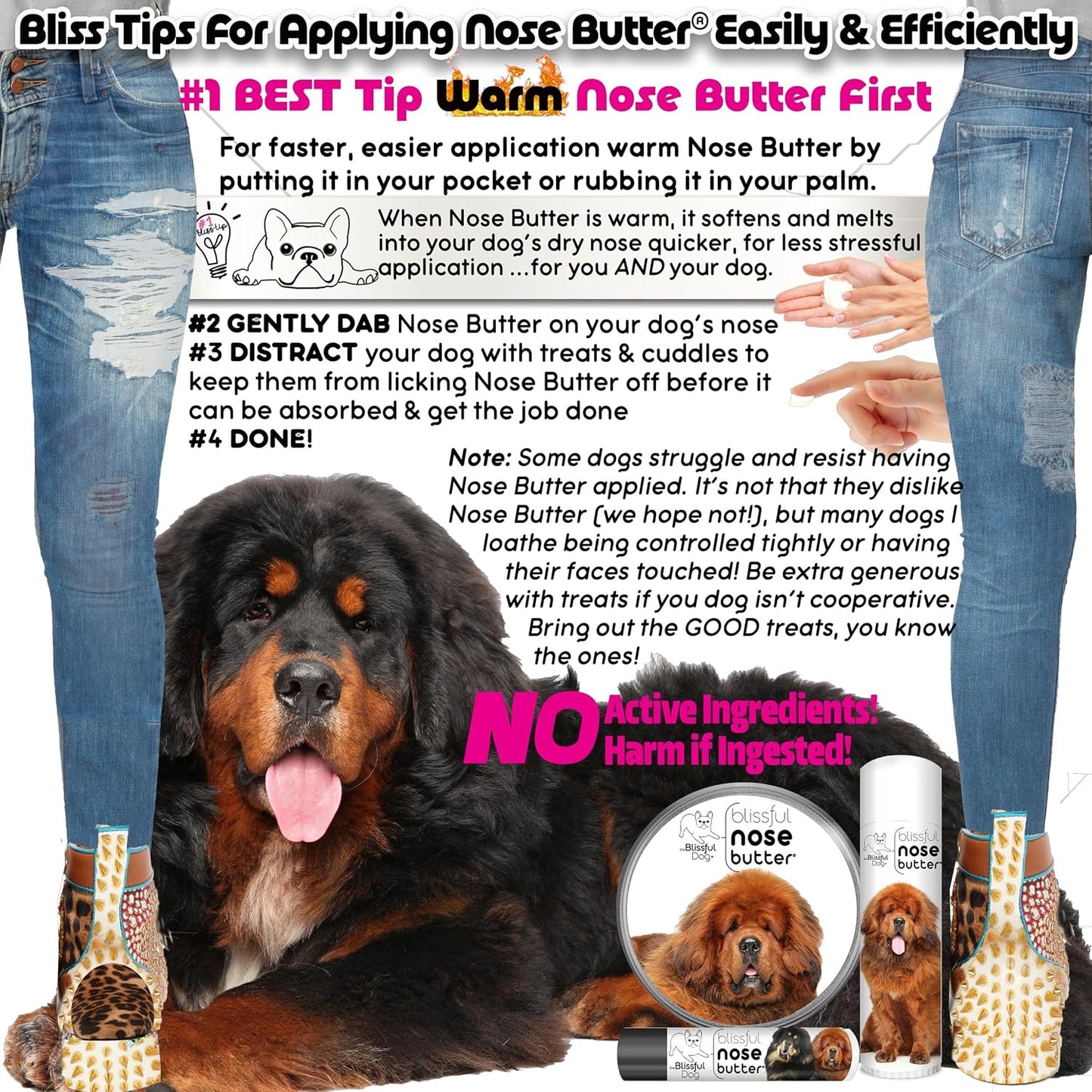 The Blissful Dog Tibetan Mastiff Unscented Nose Butter - Dog Nose Butter, 8 Ounce