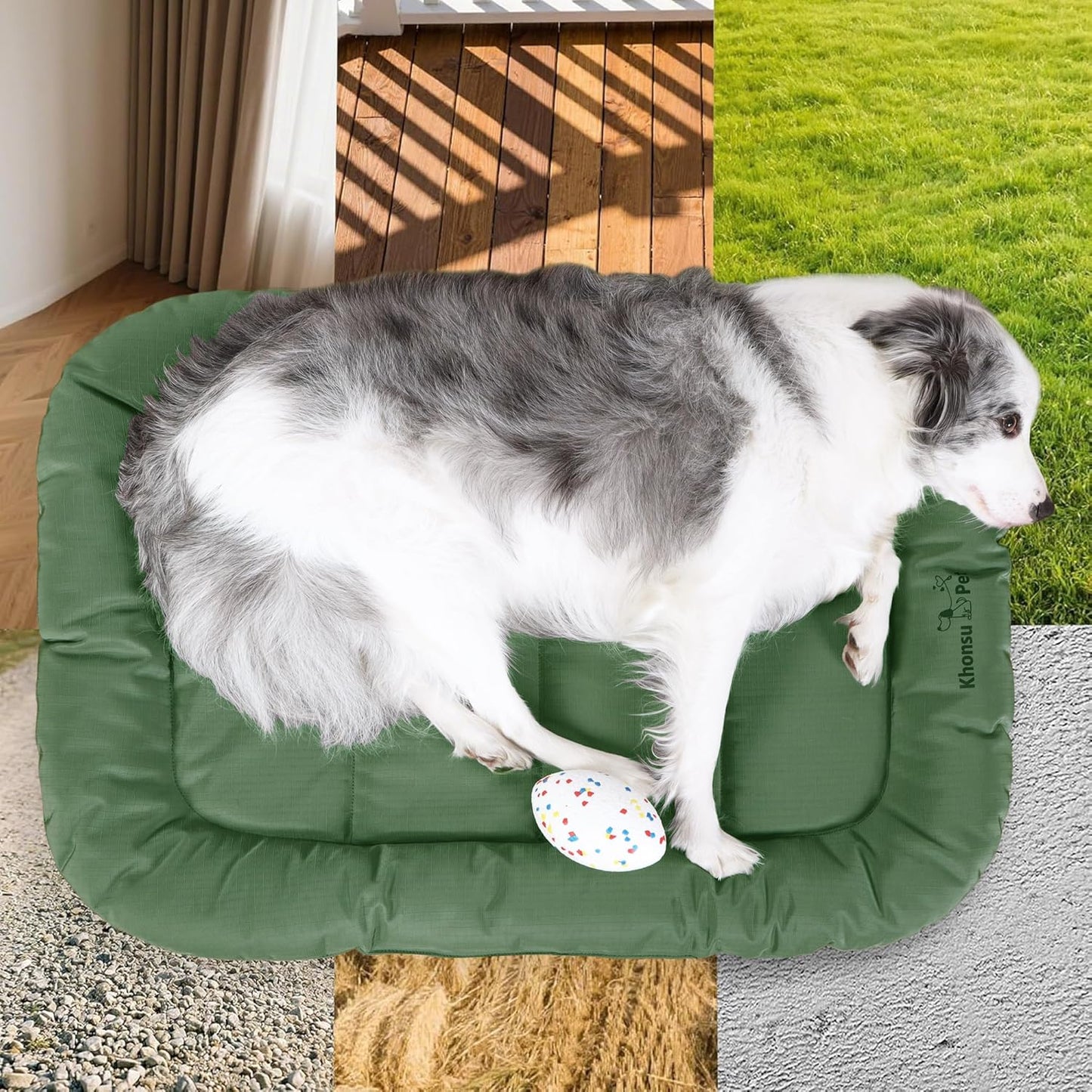 KHONSU PET Durable Dog Bed Tough and Tear Proof Dog Crate Bed, 800lbs Tear Strength PVC-Backed Waterproof Ped Bed Mat Indoor & Outdoor Use for Dogs up to 90 lbs